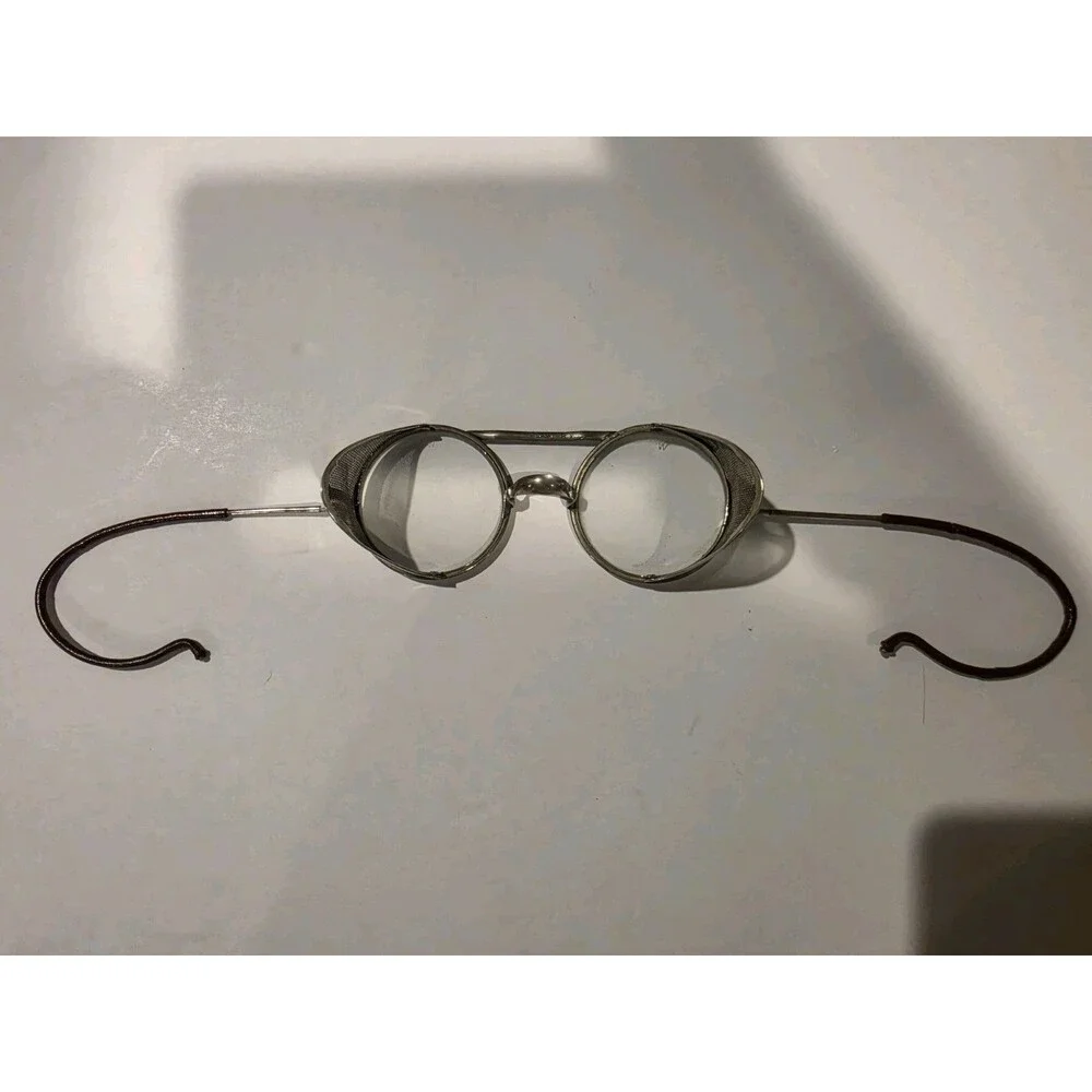 WILLSON B Safety Glasses Round Clear Lenses Metal Mesh Side Shields Vintage